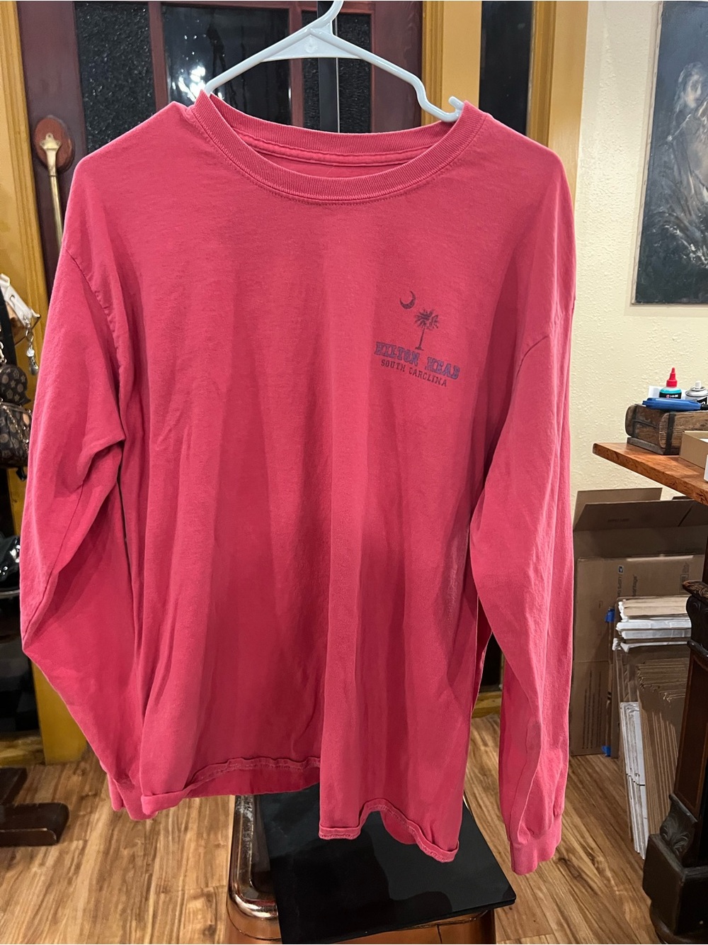 Hilton Head SC Graphic Long Sleeve Tee - Coral Pink - Picture 2 of 7